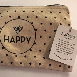 NWT, Bee Happy Canvas Pouch